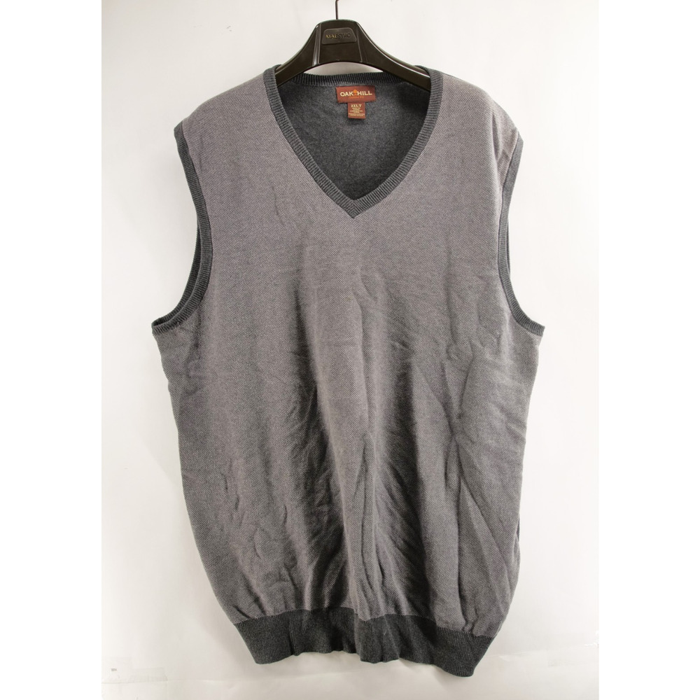 Oak Hill Sweater Vest Mens 2XL TALL 2XLT Gray Pullover Sleeveless Cotton